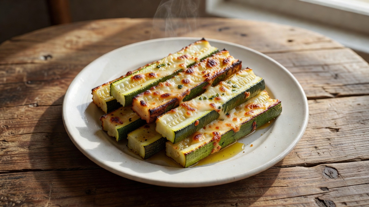 Bastones de zapallo italiano al horno