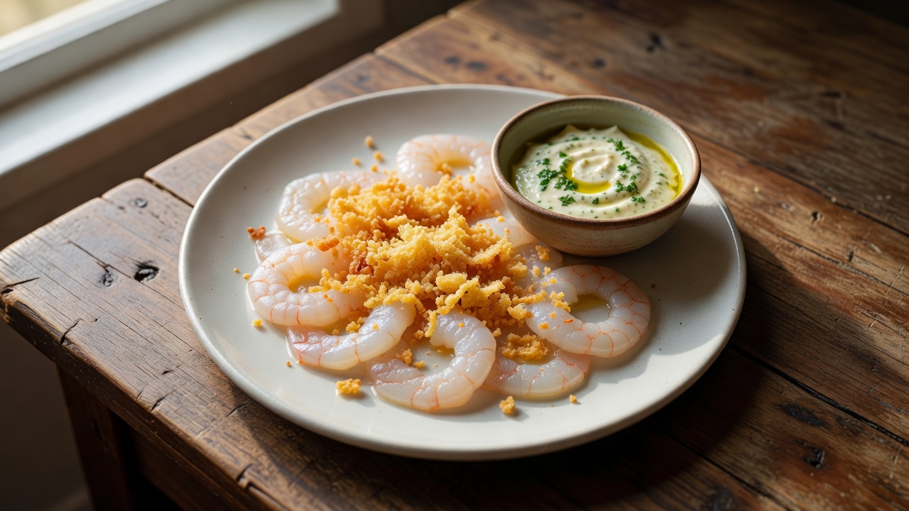 Carpaccio crujiente de langostinos