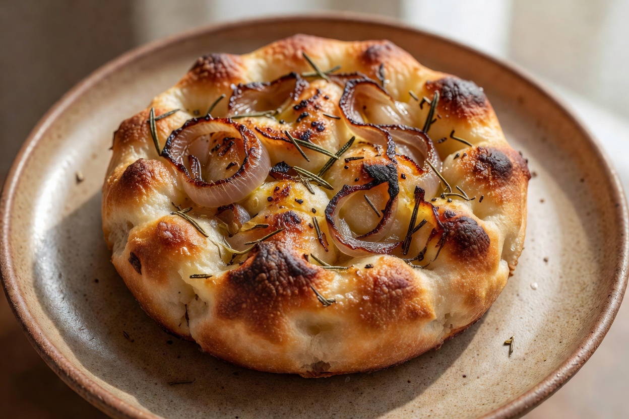 Focaccia de romero y cebolla