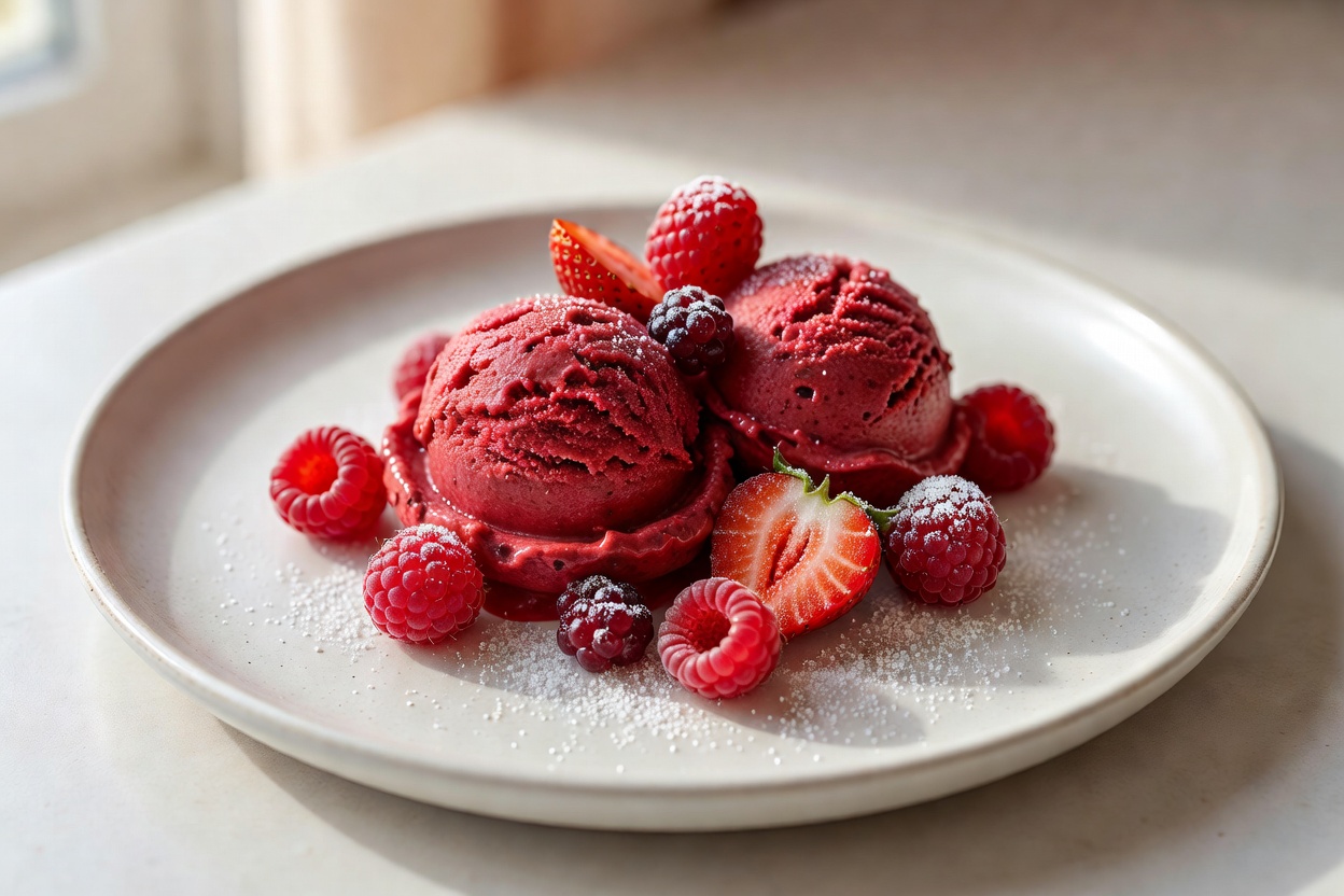 Helado keto de frutos rojos