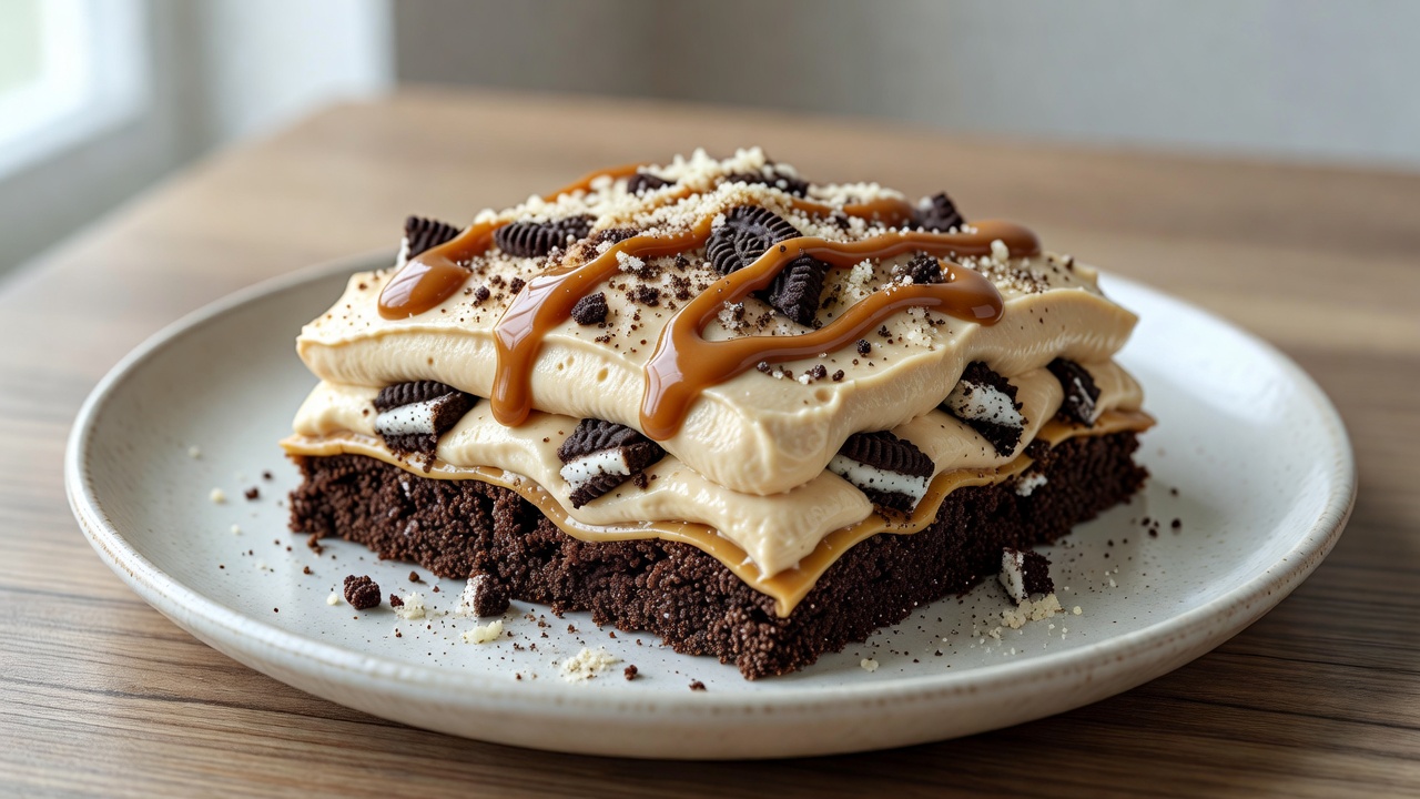 Lasaña de mantequilla de maní y Oreo