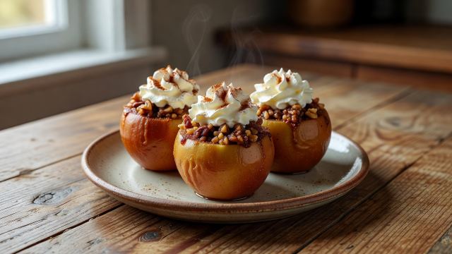 Manzana Asada con crema (Po