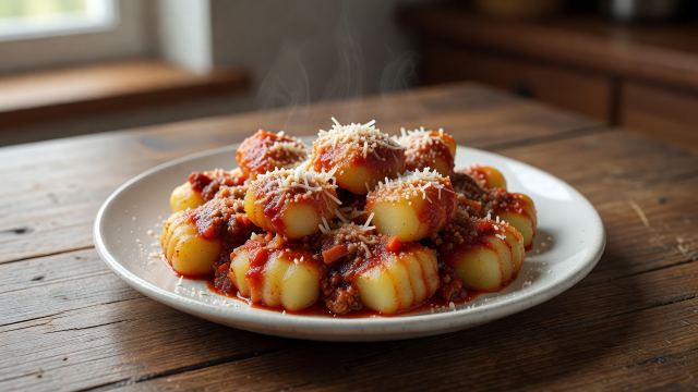 Ñoquis de papa con salsa bolognesa