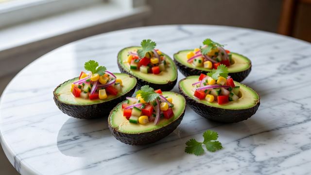 Palta rellena con ceviche de verduras