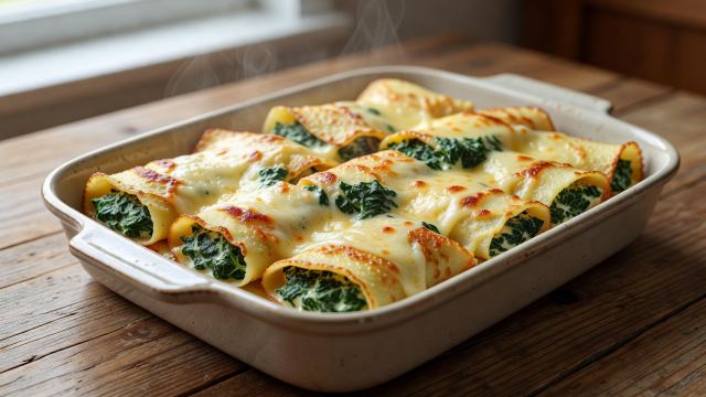 Panqueques de espinaca a la crema