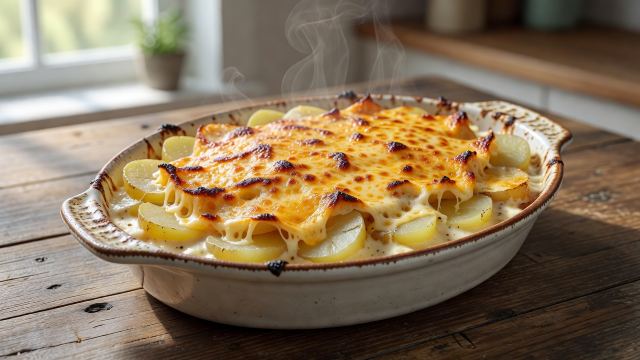 Papas gratinadas en salsa blanca
