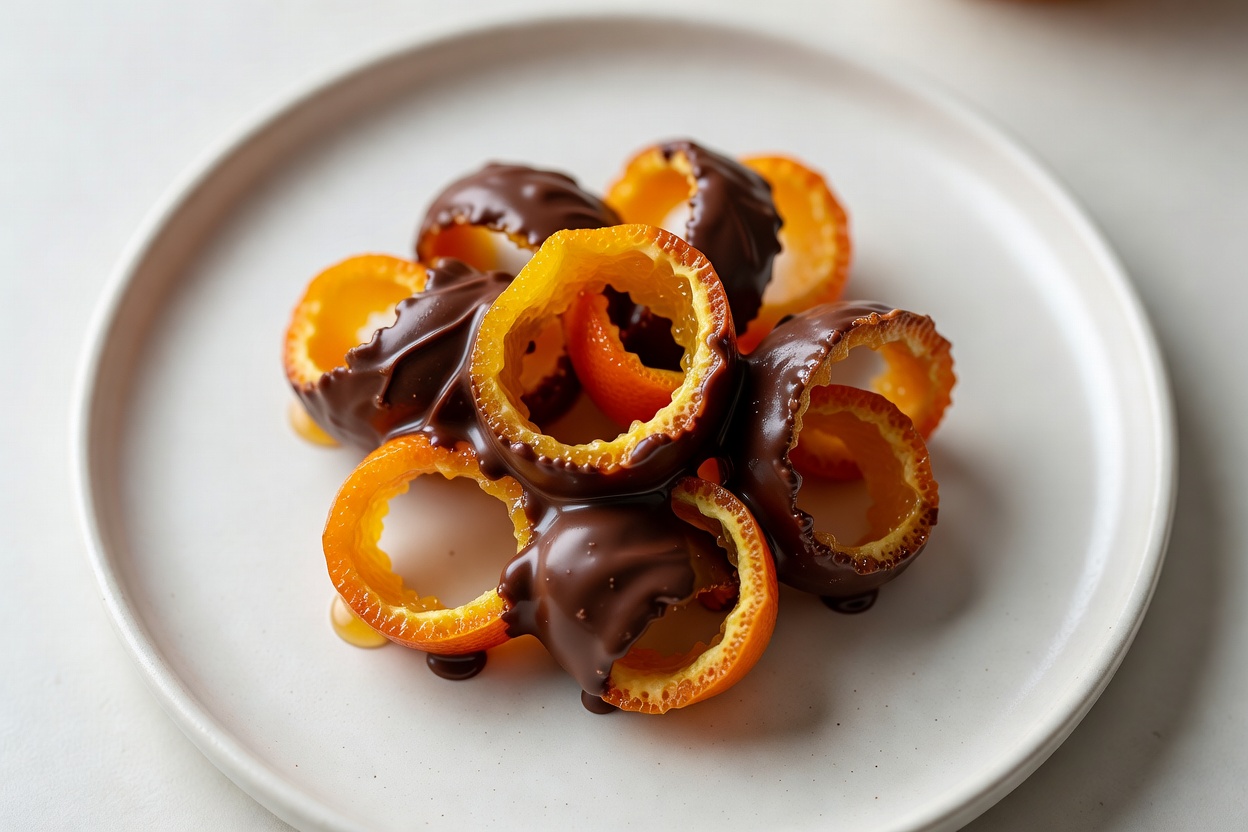 Piel de naranja bañada en chocolate