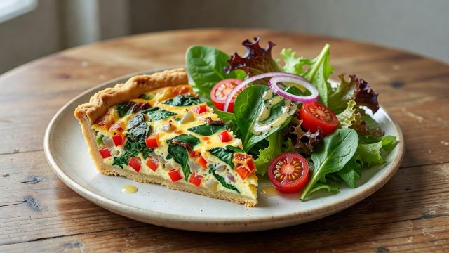 Quiche con mix de verduras a la vinagreta