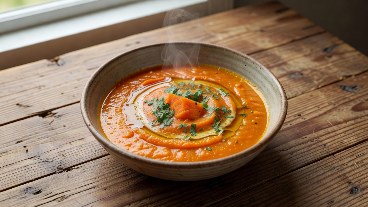 Sopa de zanahoria dulce y picante